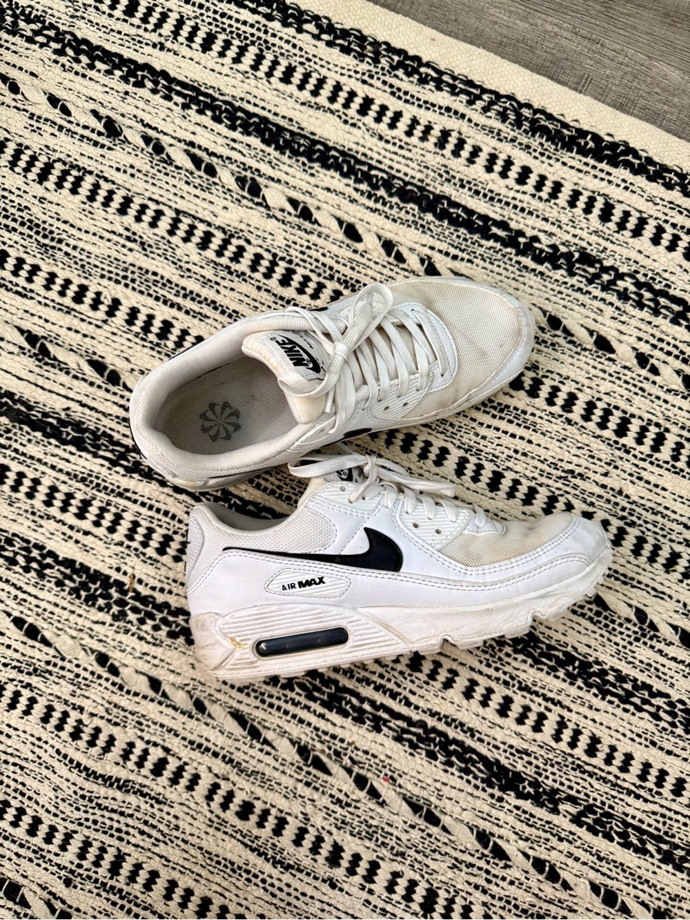 Nike White Sneakers with Black Swoosh